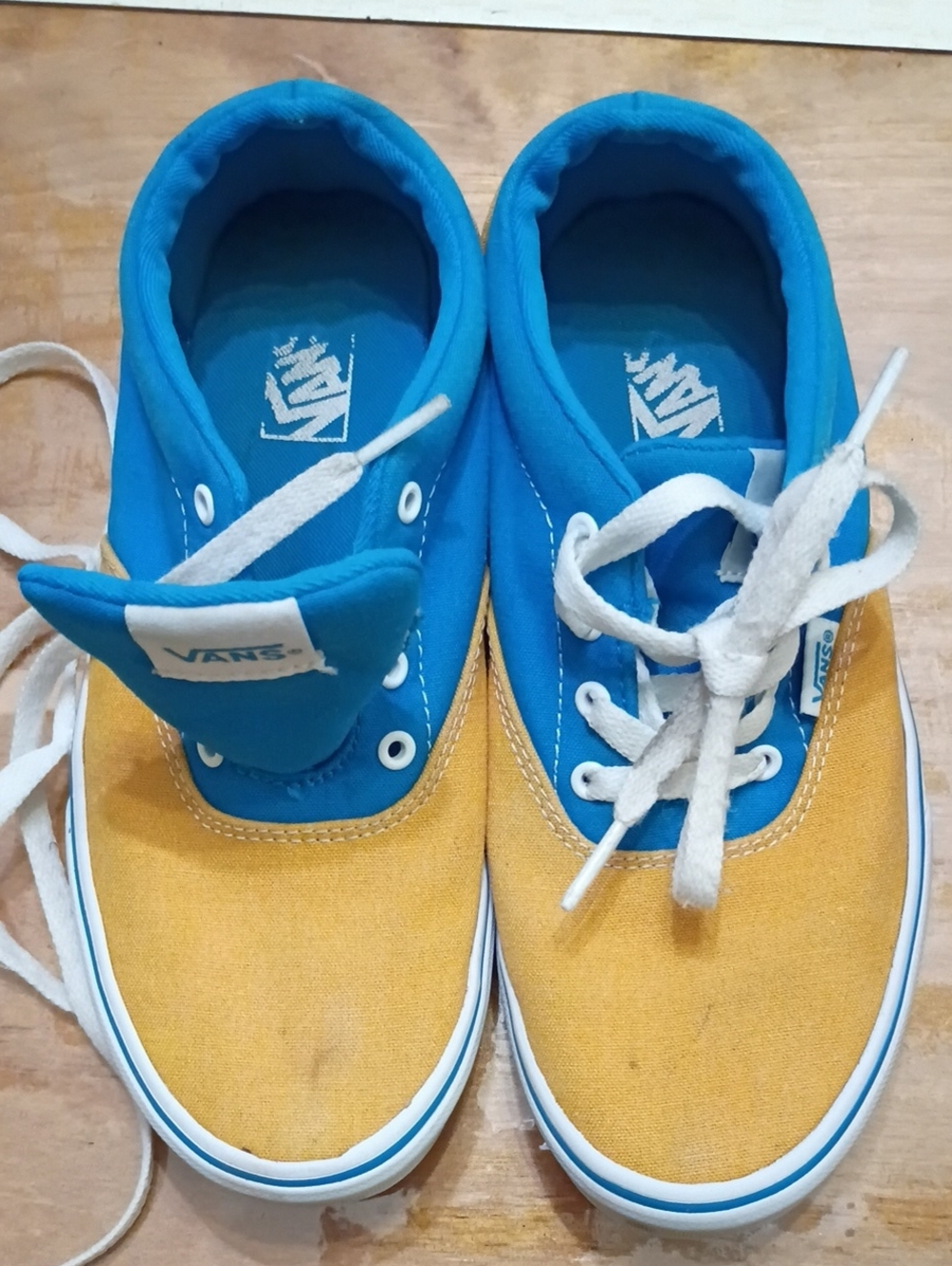 Vans Kids Blue and Yellow Canvas Low-Top Sneakers